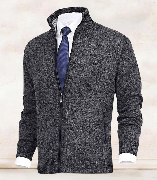 Men's Zip Up Stand Collar Knit Cardigan Sweater