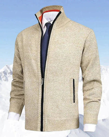 Men's Zip Up Stand Collar Knit Cardigan Sweater