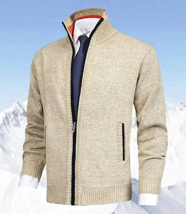 Men's Zip Up Stand Collar Knit Cardigan Sweater