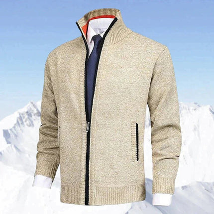 Men's Zip Up Stand Collar Knit Cardigan Sweater