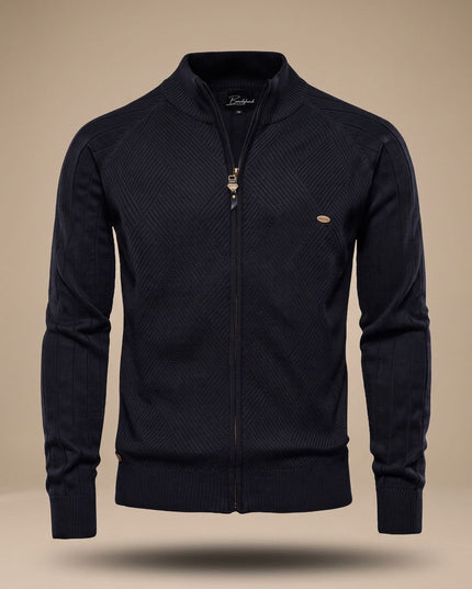 Men's Zip-Up Stand Collar Slim Fit Knit Cardigan Sweater