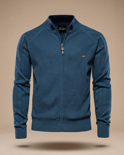 Men's Zip-Up Stand Collar Slim Fit Knit Cardigan Sweater