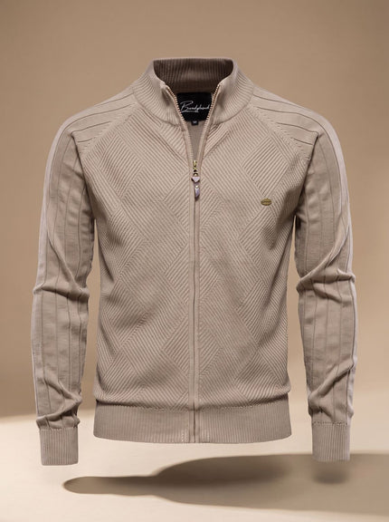 Men's Zip-Up Stand Collar Slim Fit Knit Cardigan Sweater