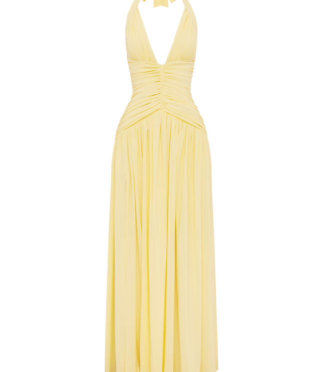 Women Bridesmaid Plunge Halter Maxi Dress