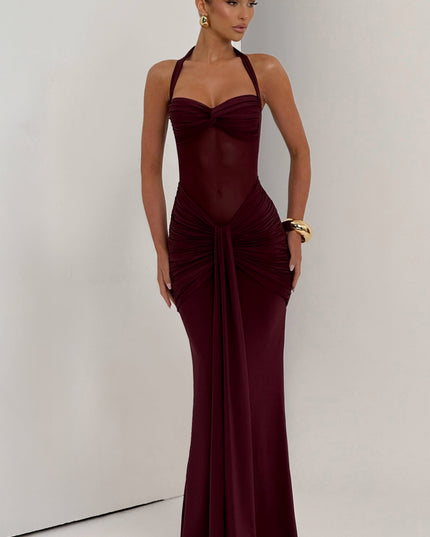 Women Cocktail Sweetheart Halter Maxi Dress