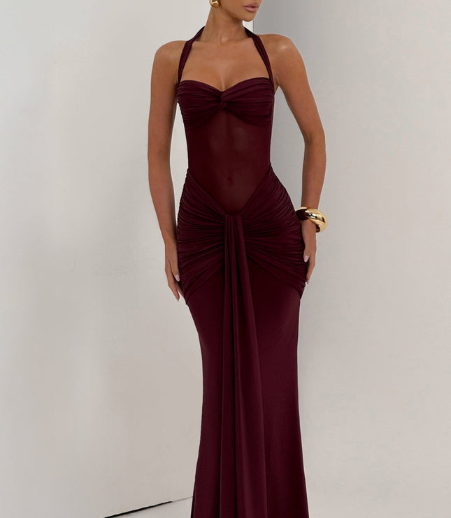 Women Cocktail Sweetheart Halter Maxi Dress