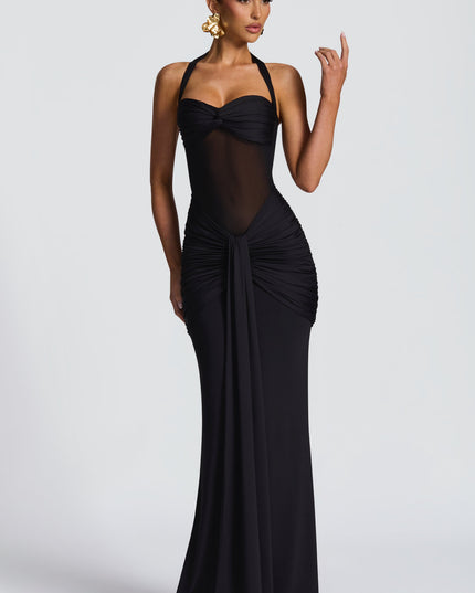 Women Cocktail Sweetheart Halter Maxi Dress