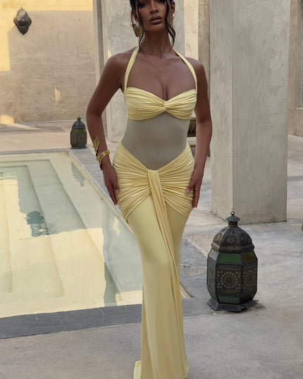 Women Cocktail Sweetheart Halter Maxi Dress
