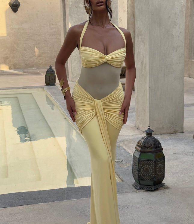 Women Cocktail Sweetheart Halter Maxi Dress