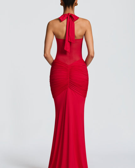 Women Cocktail Sweetheart Halter Maxi Dress
