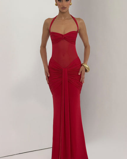 Women Cocktail Sweetheart Halter Maxi Dress