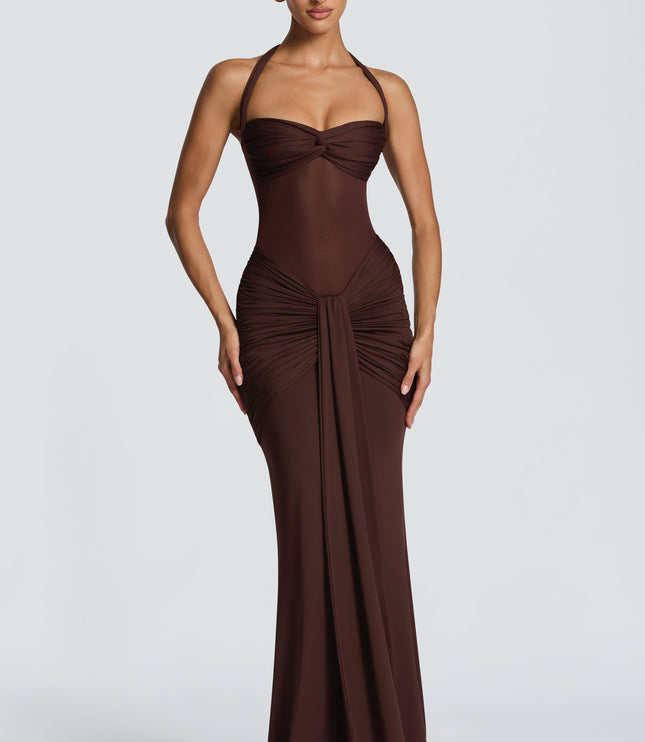 Women Cocktail Sweetheart Halter Maxi Dress