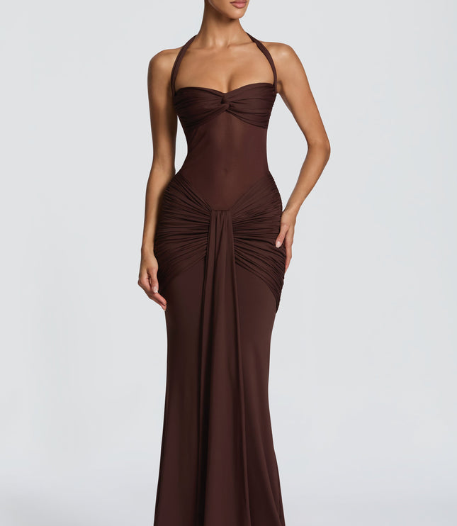 Women Cocktail Sweetheart Halter Maxi Dress