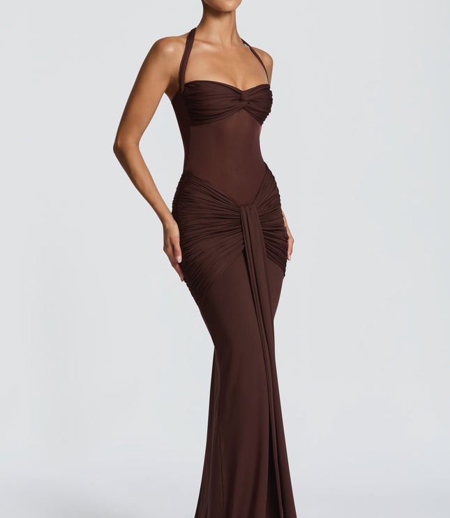 Women Cocktail Sweetheart Halter Maxi Dress