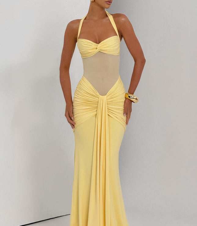 Women Cocktail Sweetheart Halter Maxi Dress