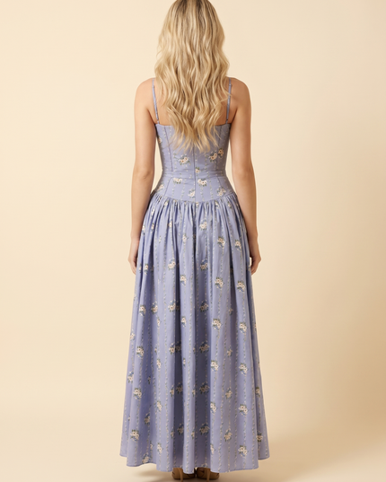 Women Floral Corset Midi Cocktail Dress