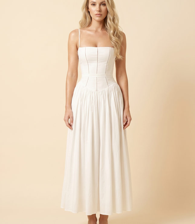 Women Floral Corset Midi Cocktail Dress