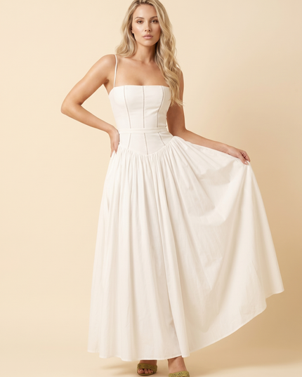 Women Floral Corset Midi Cocktail Dress