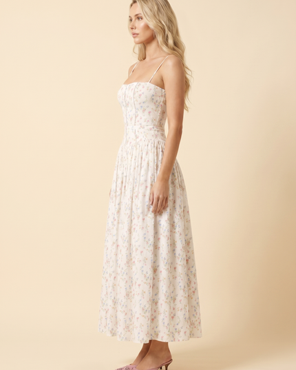 Women Floral Corset Midi Cocktail Dress