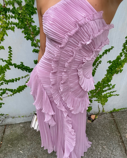 Women Maxi Halter Ruffled Pleated Dress