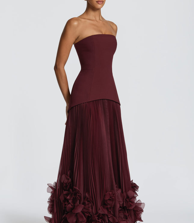 Women Strapless Floral Maxi Formal Dress