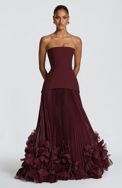 Women Strapless Floral Maxi Formal Dress
