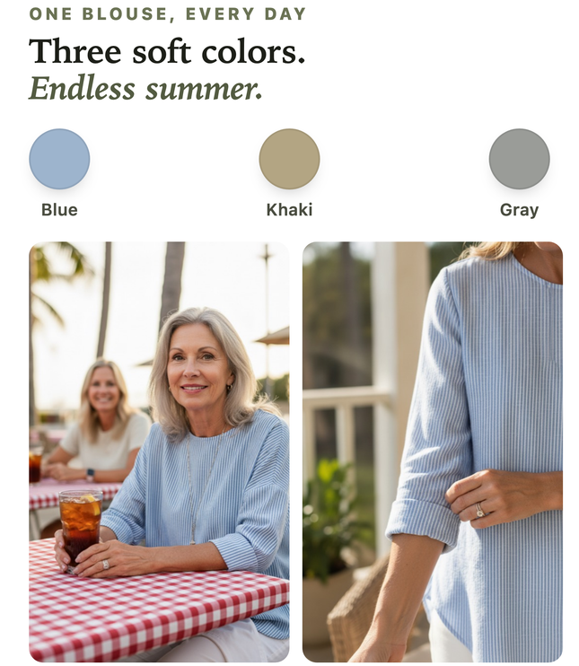 Women Summer Striped Round Neck Long Sleeve Blouse