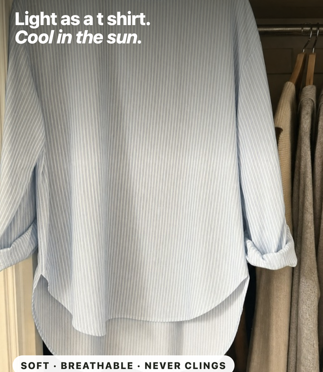 Women Summer Striped Round Neck Long Sleeve Blouse