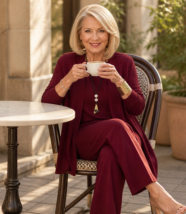 Women's 3-Piece Wide-Leg Pants Set with Drape Cardigan