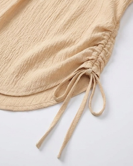Women's Adjustable Drawstring Beach Cover-Up Shirt Dress