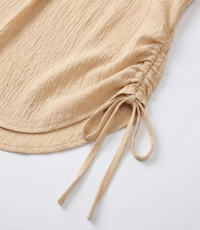 Women's Adjustable Drawstring Beach Cover-Up Shirt Dress