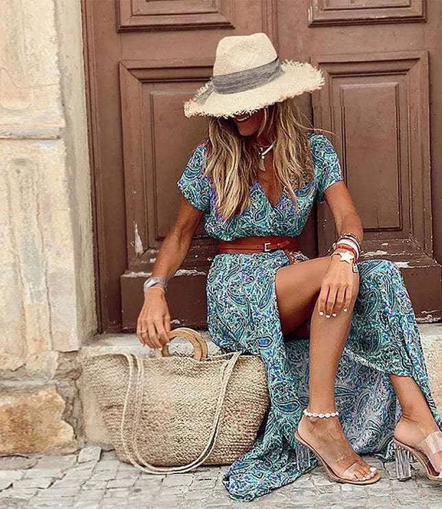 Women's Airy Flowing Boho Summer Maxi Beach Dress