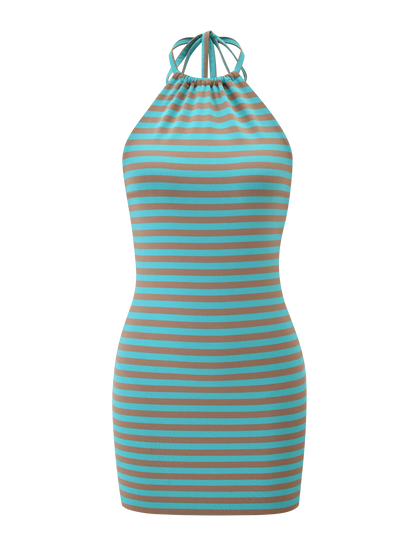 Women's Aqua Satin Ruched Mini Homecoming Party Dress
