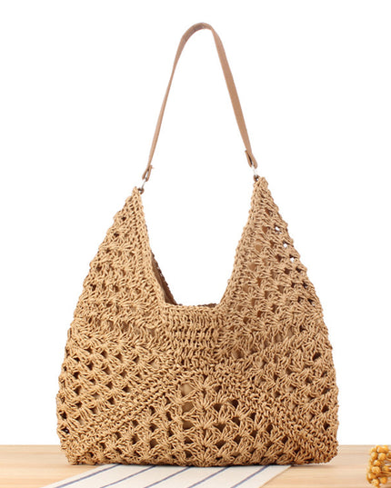 Women's Beige Crochet Bag with an Open Weave