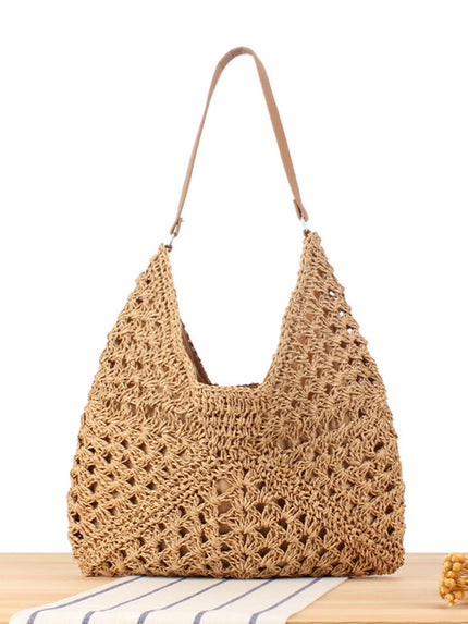 Women's Beige Crochet Bag with an Open Weave