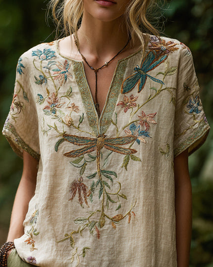 Women's Beige Relaxed Fit Floral Print Statement Blouse