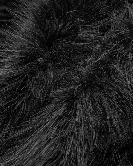 Women's Black Faux Fur Oversized Cropped Jacket