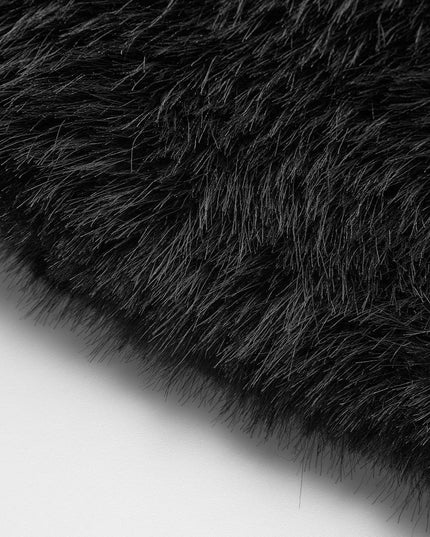 Women's Black Faux Fur Oversized Cropped Jacket