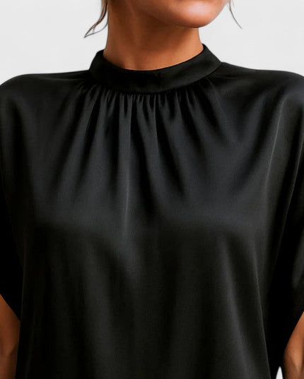 Women's Black Mock Neck Straight Fit Mini Cocktail Dress