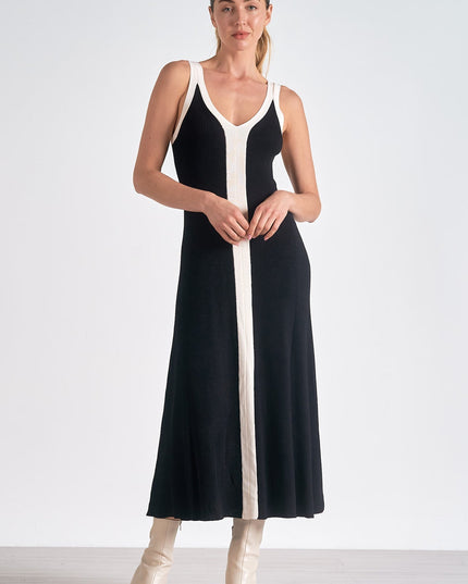 Women's Black Satin Sleeveless Cocktail Midi Dress