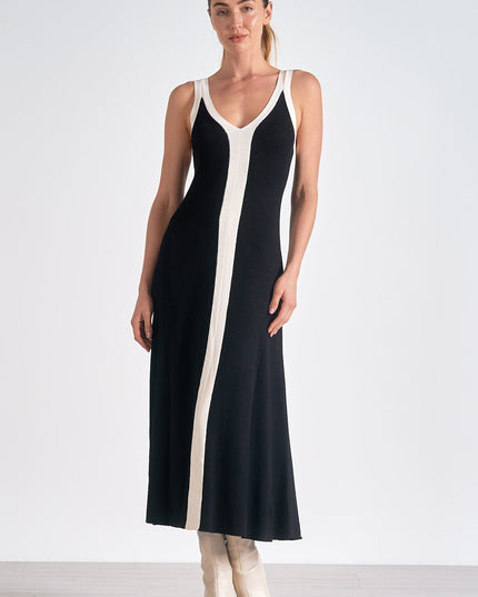 Women's Black Satin Sleeveless Cocktail Midi Dress