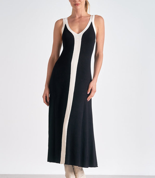 Women's Black Satin Sleeveless Cocktail Midi Dress