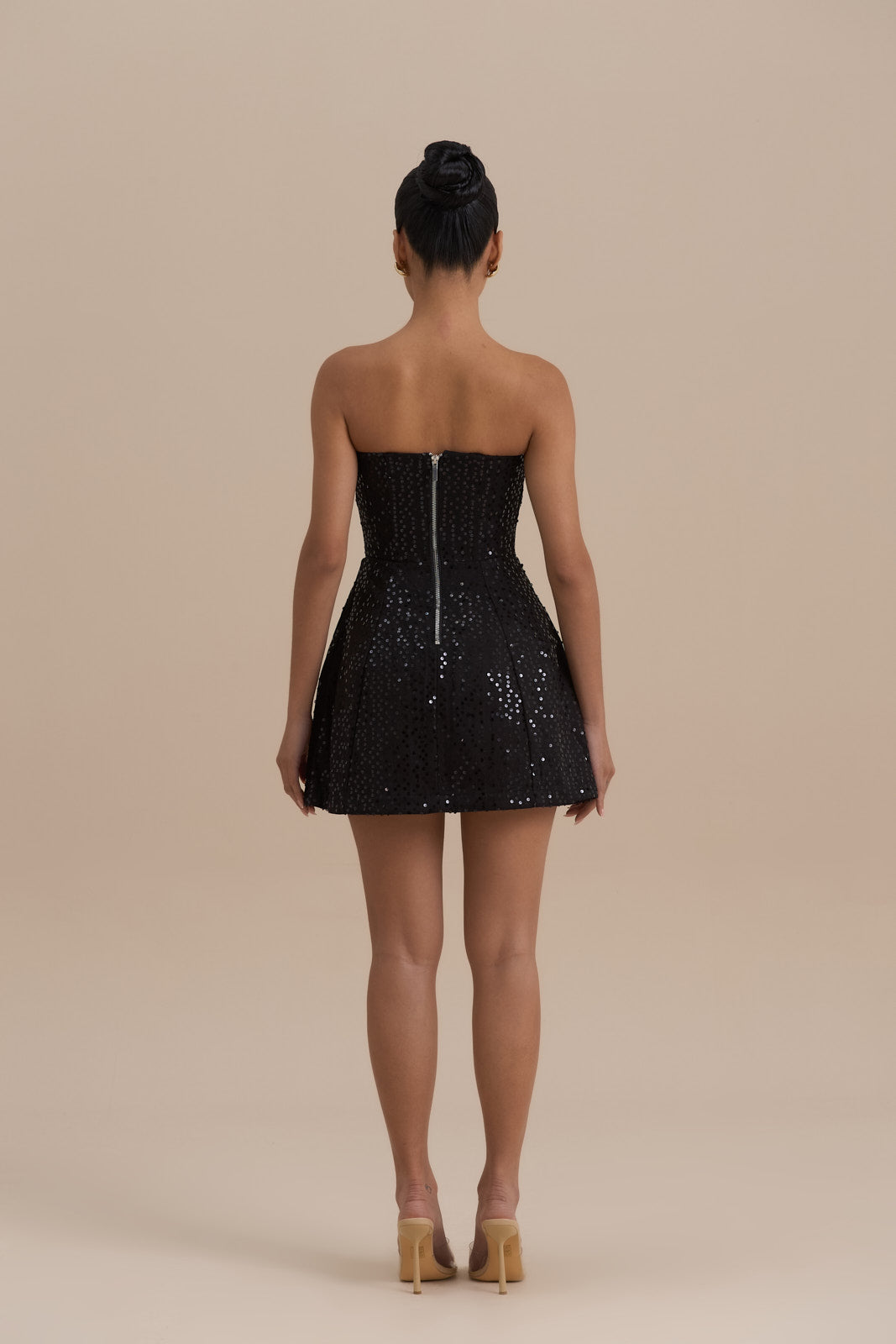 Women's Black Strapless Sequin Homecoming Mini Dress