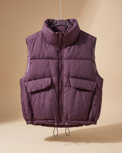Women's Boxy Cropped Quilted Winter Puffer Vest
