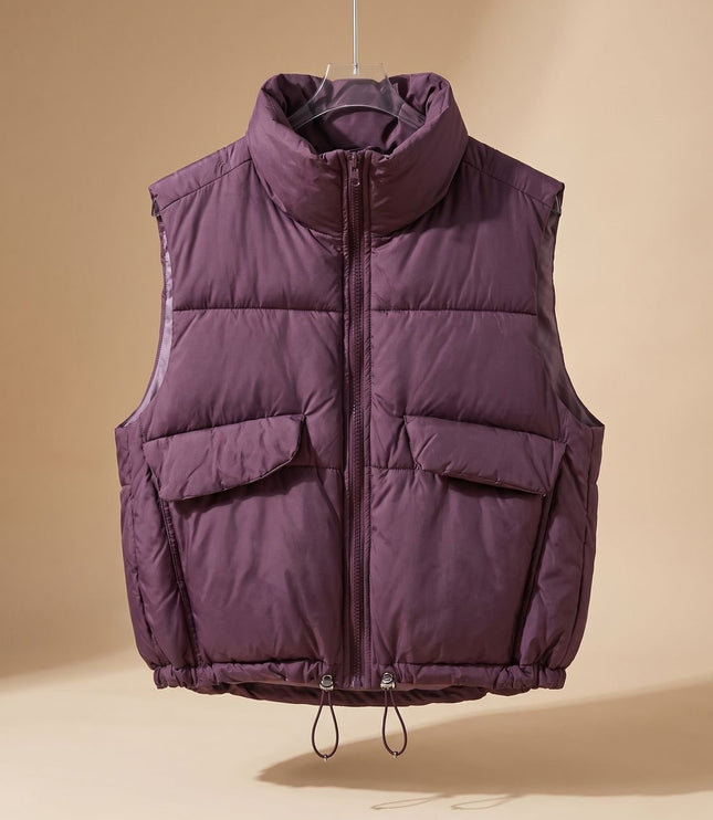 Women's Boxy Cropped Quilted Winter Puffer Vest
