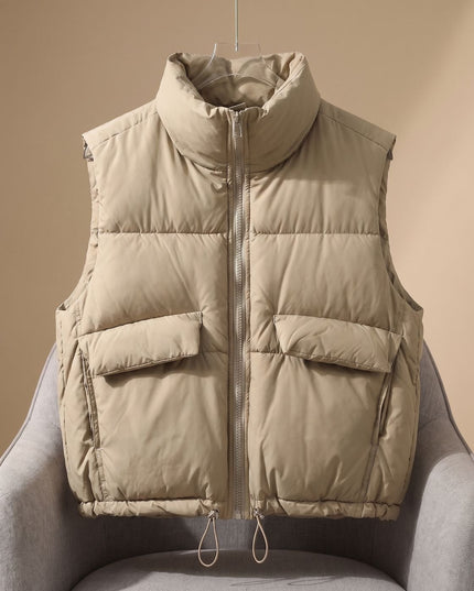 Women's Boxy Cropped Quilted Winter Puffer Vest