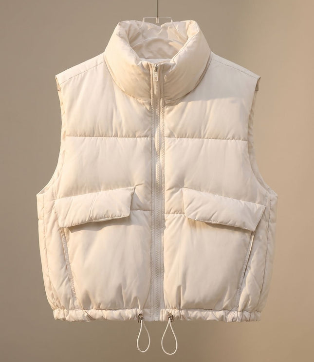Women's Boxy Cropped Quilted Winter Puffer Vest