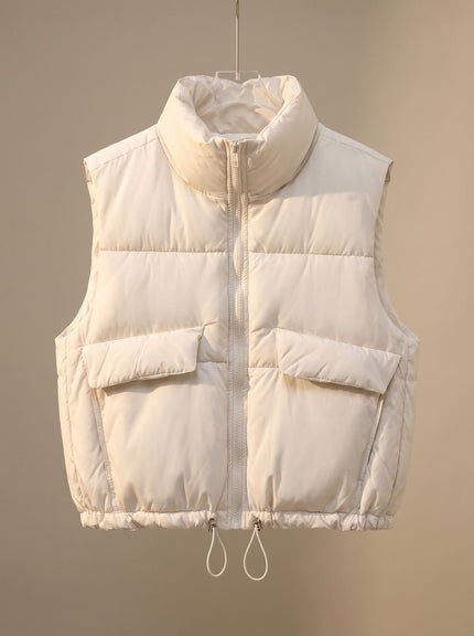 Women's Boxy Cropped Quilted Winter Puffer Vest