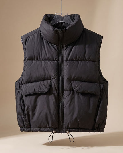 Women's Boxy Cropped Quilted Winter Puffer Vest