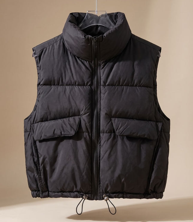 Women's Boxy Cropped Quilted Winter Puffer Vest
